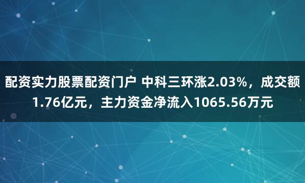 配资实力股票配资门户 中科三环涨2.03%，成交额1.76亿元，主力资金净流入1065.56万元